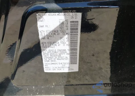 2015 Infiniti Qx60 z USA, uszkodzony, nr VIN 5N1AL0MN6FC547035